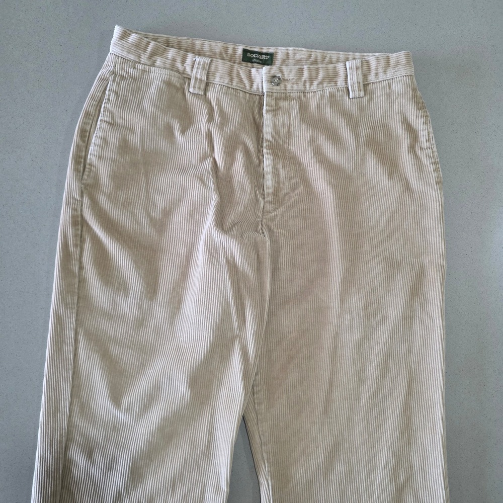 Dockers Khakis Men Tan Beige Corduroy Straight Leg Pants 36x30